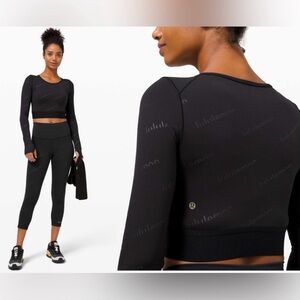 Lululemon Wunder Train Cropped Long Sleeve *Special Edition Black New